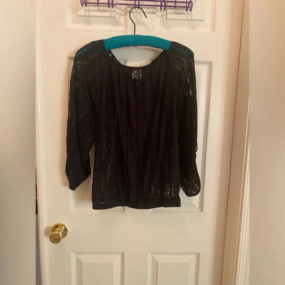 Poof black lace top size small